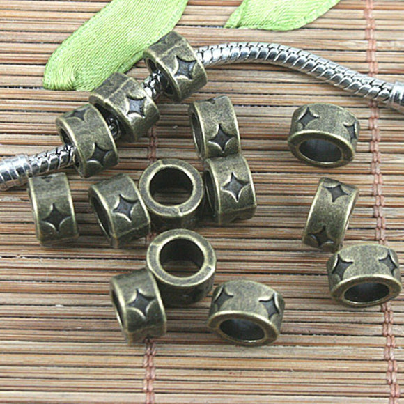 15pcs antiqued bronze tone star-stamped spacer beads L0190
