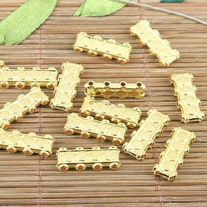25pcs gold 4 hole flower spacer beads h0292