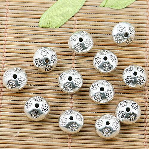 10pcs tibetan silver color 2sided flower patterns spacer bead h3091