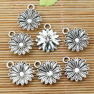 10pcs tibetan silver color flower design charms EF1438