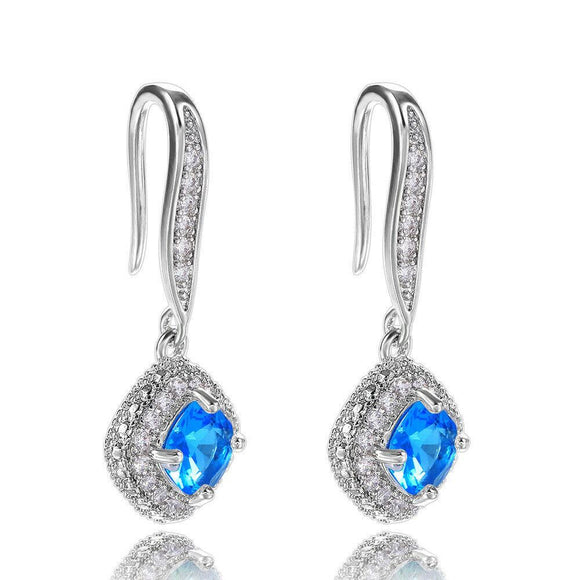 Fashion Square Crystal Drop Earrings Hook Rhinestones 925silver Plated x1 E511