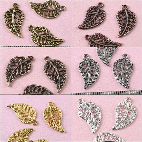 Crafted hollow nice leaf design charms in 6-colors for jewery making