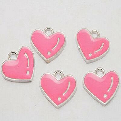 6pcs enemal heart  charms/pendants w1008