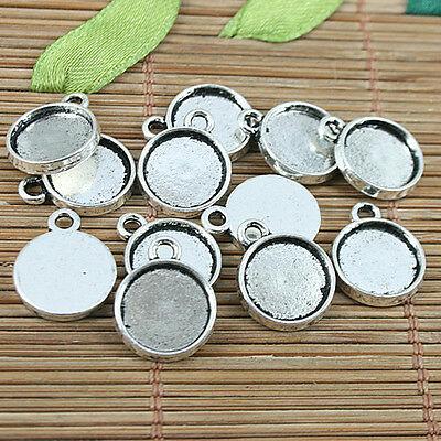 20pcs Tibetan silver round shaped 10MM cabochon settings charms h2876