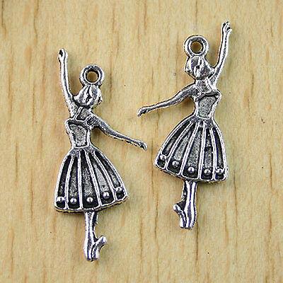 30pcs dark silver-tone ballet-dancer Charms h1050