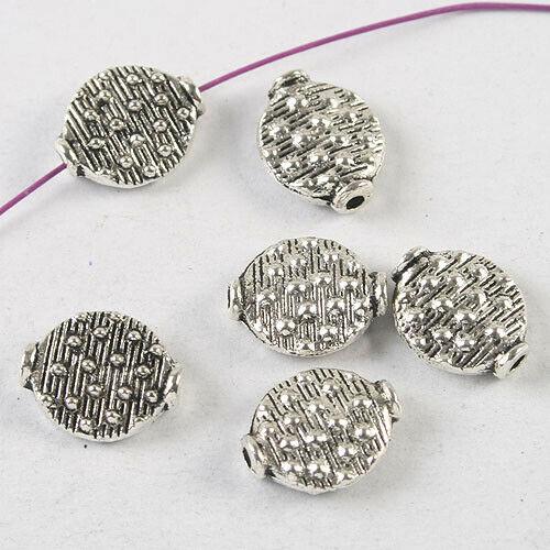 30pcs dark silver tone Punctate oval spacer beads h3715