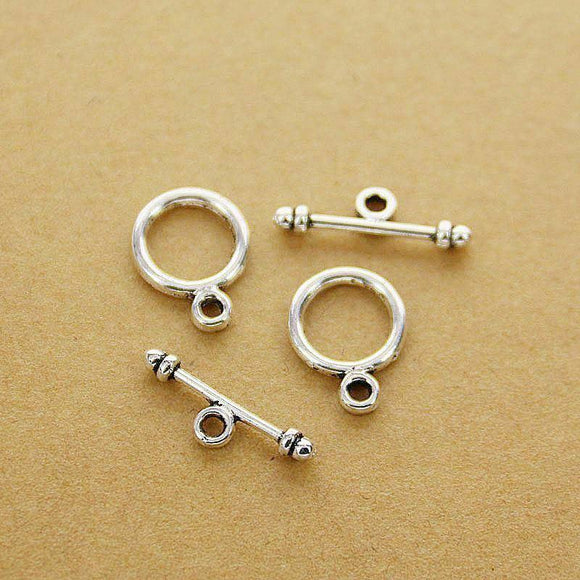 40pcs Tibetan silver color round toggle clasp findings  h0946