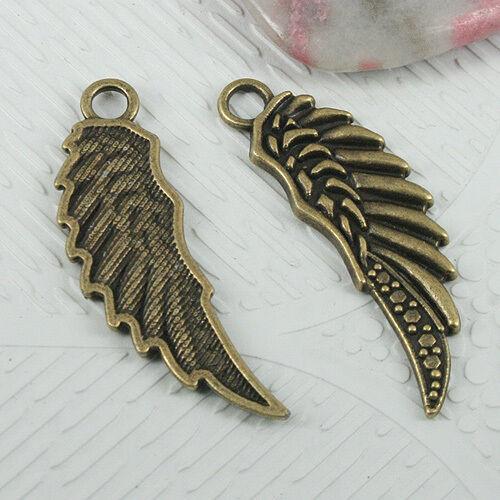 8pcs antiqued bronze color wing design charms EF0589