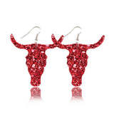 Fashion Jewelry Hook Earring Cute Cow Head sequins Leather earrings