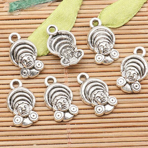 20Pcs Tibetan silver color native chief design charms H0118