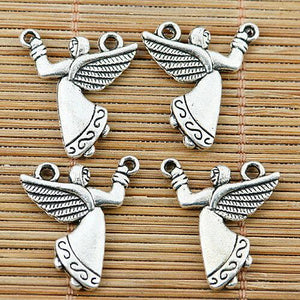 8pcs tibetan silver 2sided dancing angel design charms EF1409