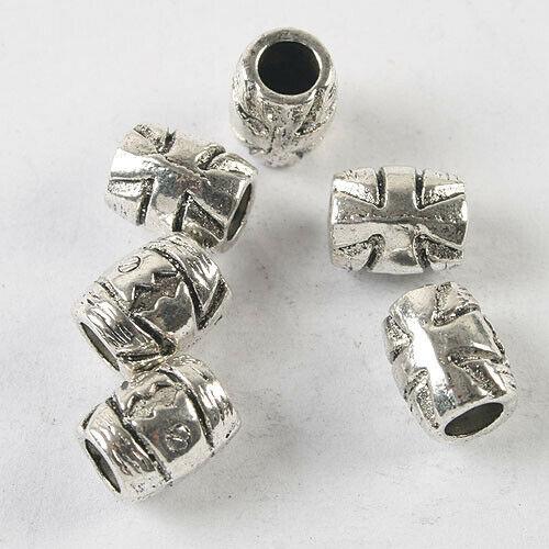 15pcs dark silver tone 9mm long spacer beads h3689