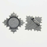 4pcs/lot Tibetan silver COLOR ROUND 20mm/35mm cabochon settings brooch design