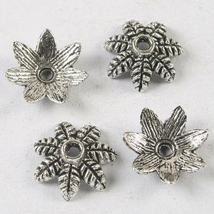 24pcs dark silver tone Leaf petals  bead caps h3621