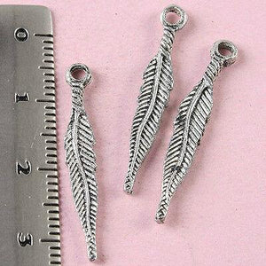 30pcs Tibetan silver feather charms H1595