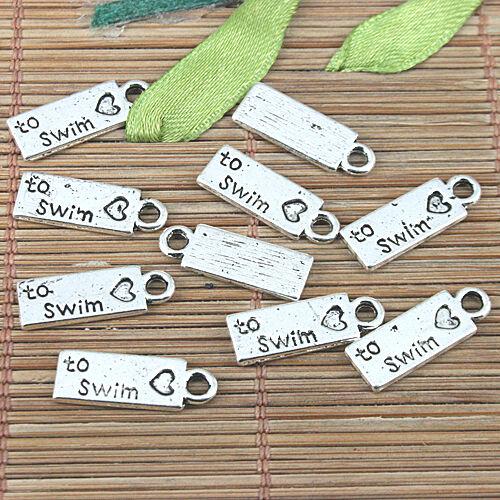 80pcs Tibetan silver color heart to swim bar charms EF0994