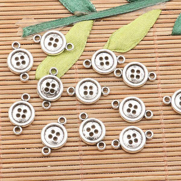100pcs tibetan silver color button design  connector  H3463