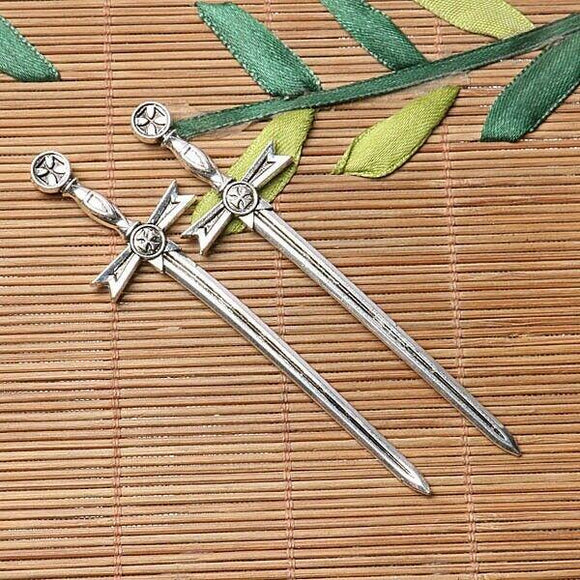 Tibetan silver plated long nice sword  design  15pcs  EF3580