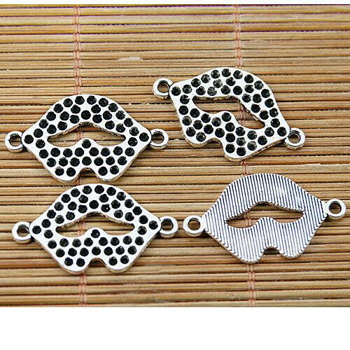 10pcs tibetan silver 2holes big mouth connectors EF1647