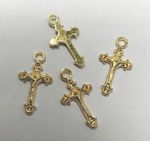 50pcs GOLD tone little crucifix design charms h0079