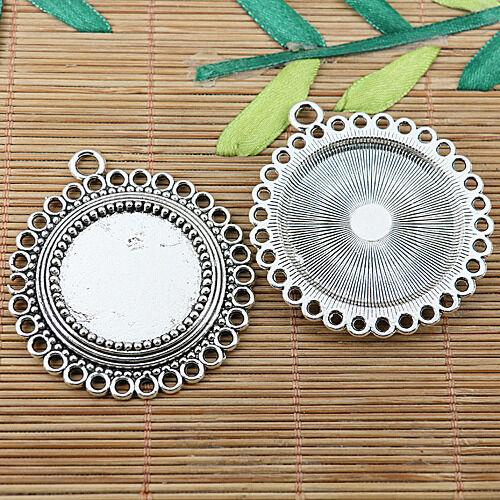10pcs Tibetan silver round shape cabochon settings EF2071