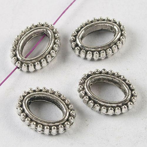 15pcs dark silver tone Oval   spacer beads  h3634