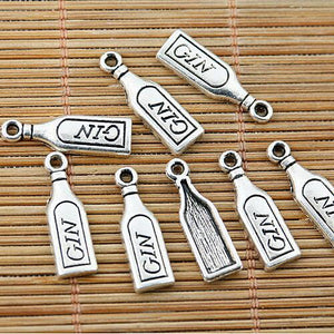 30PCS Titbetan silver tone GIN bottle charms EF1765