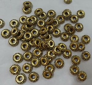 100pcs dark gold color  round crafted spacer beads in 6mm wide H0864