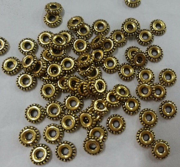 100pcs dark gold color  round crafted spacer beads in 6mm wide H0864