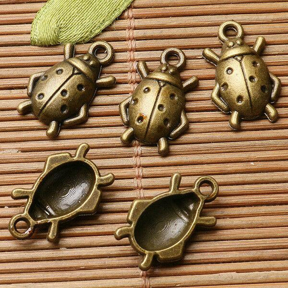 12pcs antiqued bronze color beetle  design charms  EF2937