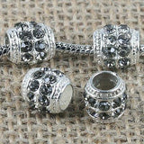 Fashion Multi-color Crystal big hole European loose bead in silver color to Pick