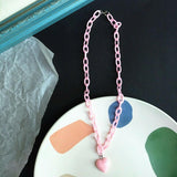 Jewelry Necklace Love Heart pendant Candy Color Chains multilayer Necklace