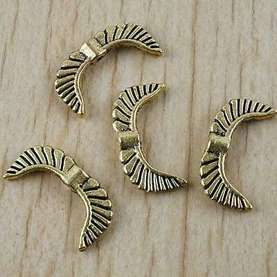 25pcs dark gold-tone crafted wing beads charms h2890