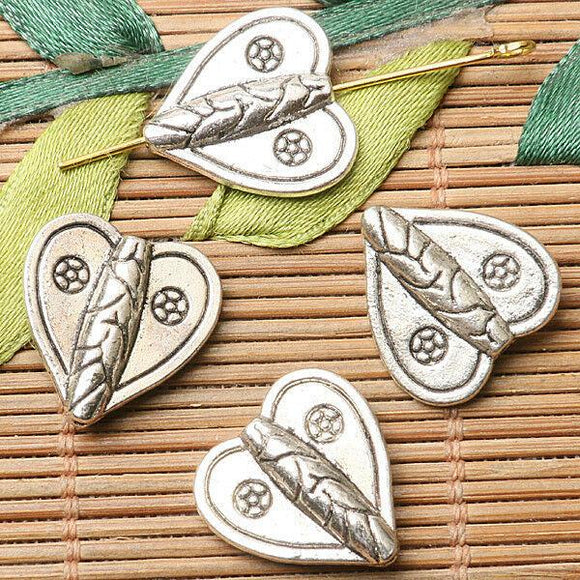 10pcs dark silver color 2sided heart shaped spacer bead  EF2646
