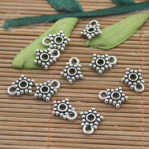 50pcs dark silver tone 2sided star charms h3165