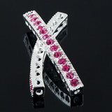 RosePINK Rhinestone Curved alloy Bar Connector 40x4mm shinny silver 4pcs GA136