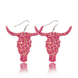 Fashion Jewelry Hook Earring Cute Cow Head sequins Leather earrings