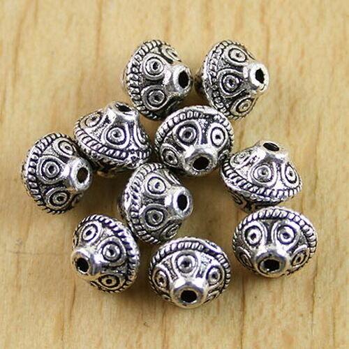 34pcs Tibetan silver crafted textured spacer beads H0136