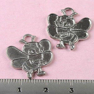 24pcs Nickel tone honeybee charms findings h0893