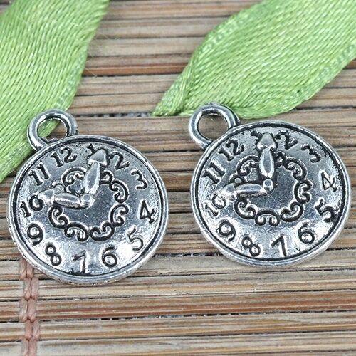 30pcs tibetan silver color clock design charms EF0298