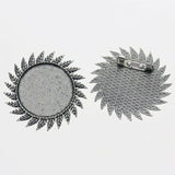 2pcs/lot Tibetan silver color ROUND shaped 30mm cabochon settings brooch design