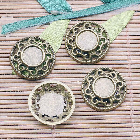 18pcs antiqued bronze  color round cabochon settting (cabochon size:7mm) EF2599