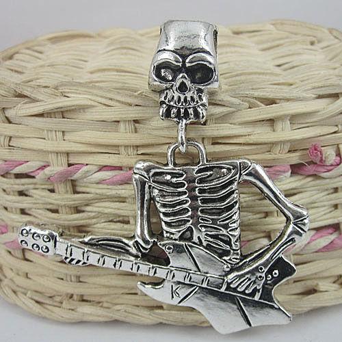 2pcs antiqued silver Skull musician pendant charm G565