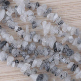 grey clear stone Chip Loose Beads  one strand 35" long
