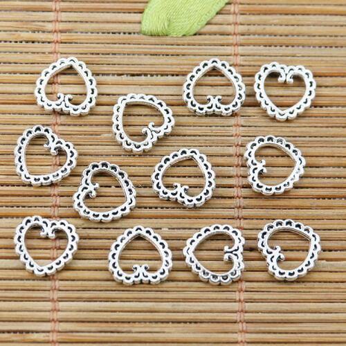 70pcs tibetan silver color heart frame charms EF2371