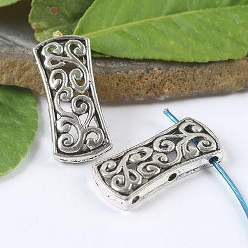 6pcs Tibetan silver 3 hole ornate cover spacer findings h1032