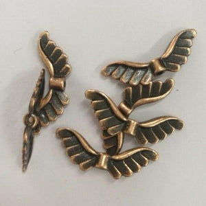 30pcs dark copper color crafted 2sided wing  spacer beads  h0687