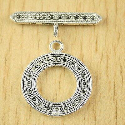 6sets Tibetan silver round toggle clasps h2808