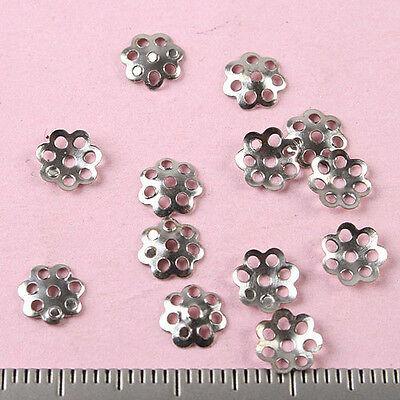 200pcs Dull silver color craft striate bead caps findings H0206