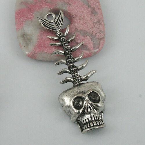 2pcs tibetan silver color skull pendant EF0488